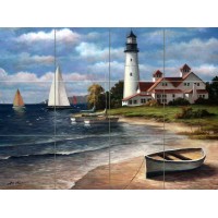 32 x 24 8 x 8 Lighthouse Ocean Mural Ceramic Backsplash Tile #643   232249158691